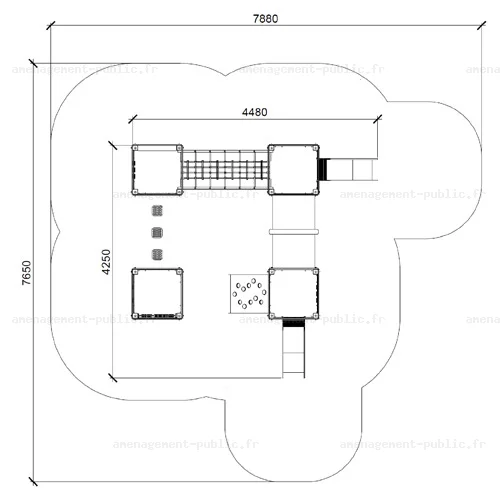 Structure pour aire de jeux 4 tours Ludicolors